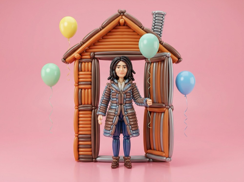 Die Figur selbst besteht aus Luftballons
